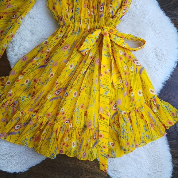ALEXIS Edyta Floral One-Shoulder Yellow Floral Ruffle Mini Dress - Picture 4 of 10